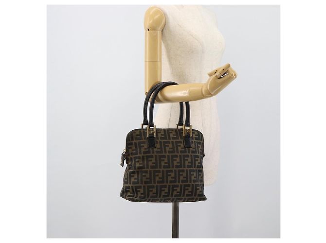 FENDI Zucca Canvas Handtasche Schwarz Braun Authentisch mr2746 - Ansicht 21
