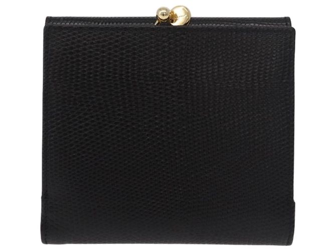 Portafoglio lungo Vala in pelle nero e oro Salvatore Ferragamo Auth 188659A - vista 2