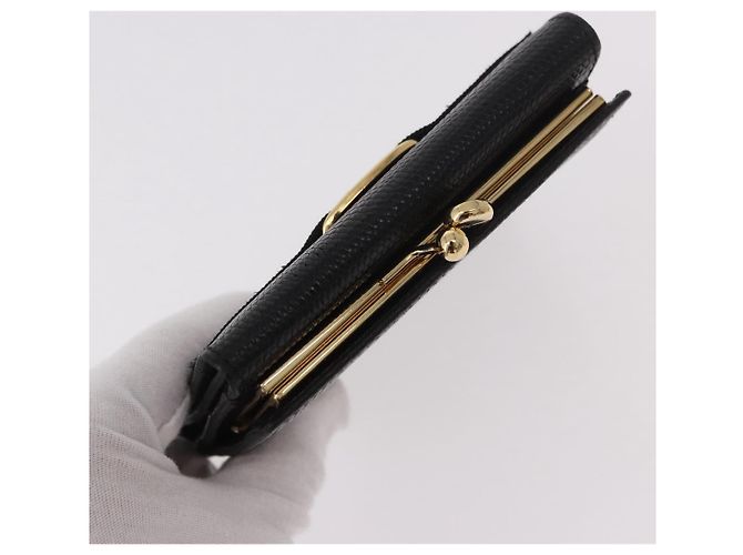 Portafoglio lungo Vala in pelle nero e oro Salvatore Ferragamo Auth 188659A - vista 5