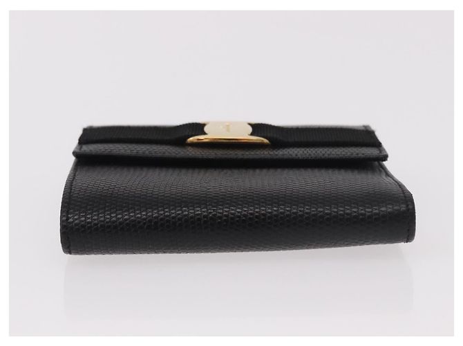 Portafoglio lungo Vala in pelle nero e oro Salvatore Ferragamo Auth 188659A - vista 6