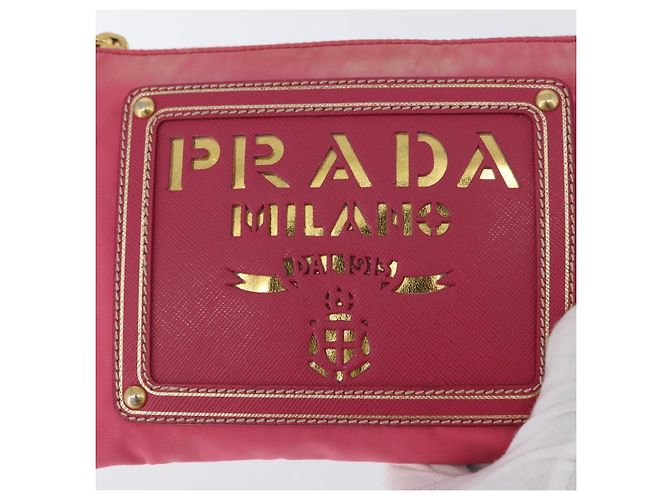 Borsa a Spalla PRADA Nylon Rosa Oro Auth BSZ681 D'oro - vista 15