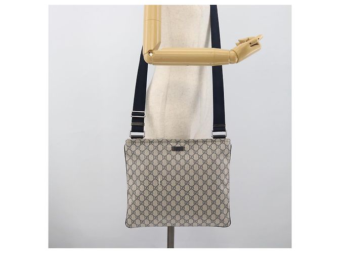 Borsa a tracolla GUCCI GG Supreme PVC Blu Navy Argento 201446 Auth mr2750A - vista 25