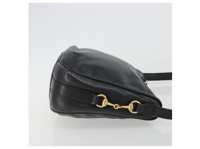Borsa a Spalla GUCCI Horsebit in Pelle Nera e Oro Auth 186667 Nero D'oro - vista 3
