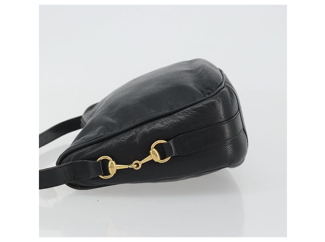 Borsa a Spalla GUCCI Horsebit in Pelle Nera e Oro Auth 186667 Nero D'oro - vista 4