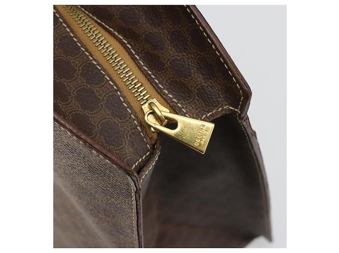 Céline Borsa CELINE Macadam Canvas PVC Pelle Marrone Oro Autentica mr2666 D'oro - vista 10