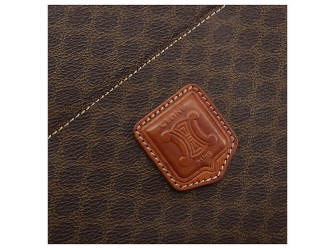 Céline Borsa CELINE Macadam Canvas PVC Pelle Marrone Oro Autentica mr2666 D'oro - vista 18
