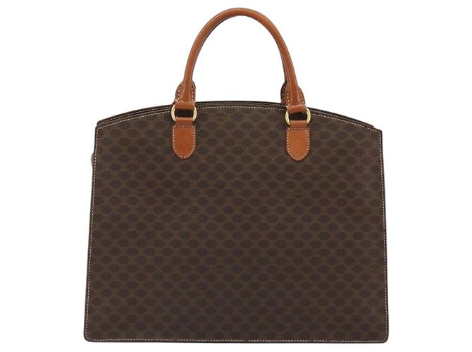 Céline Borsa CELINE Macadam Canvas PVC Pelle Marrone Oro Autentica mr2666 D'oro - vista 2