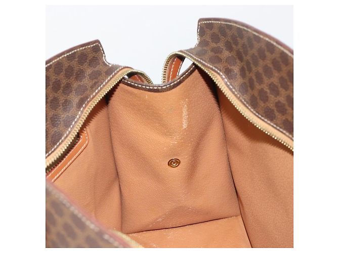 Céline Borsa CELINE Macadam Canvas PVC Pelle Marrone Oro Autentica mr2666 D'oro - vista 20