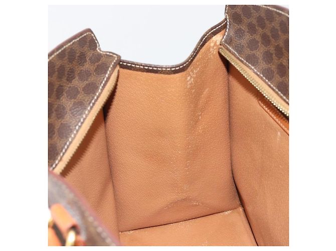 Céline Borsa CELINE Macadam Canvas PVC Pelle Marrone Oro Autentica mr2666 D'oro - vista 21