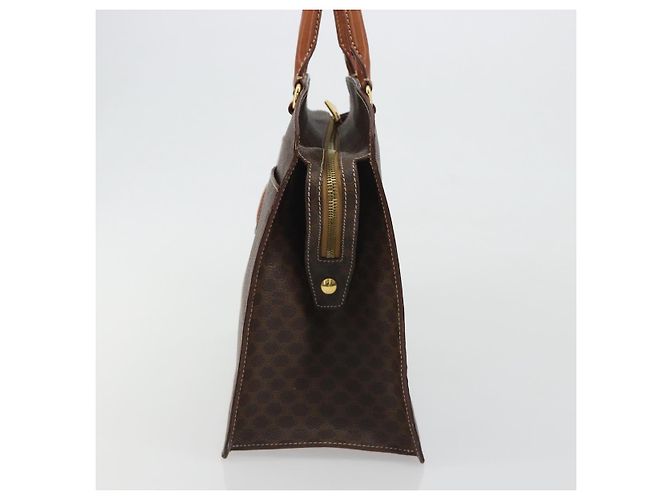 Céline Borsa CELINE Macadam Canvas PVC Pelle Marrone Oro Autentica mr2666 D'oro - vista 4