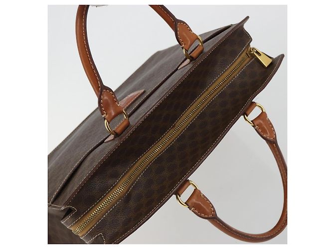 Céline Borsa CELINE Macadam Canvas PVC Pelle Marrone Oro Autentica mr2666 D'oro - vista 6