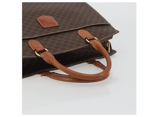 Céline Borsa CELINE Macadam Canvas PVC Pelle Marrone Oro Autentica mr2666 D'oro - vista 7