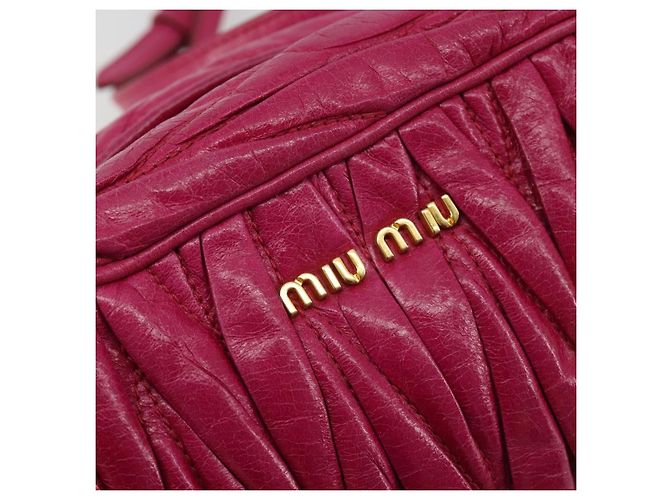 Borsa a Spalla Miu Miu Matelassé in Pelle Rosa Oro Auth 190334A D'oro - vista 14