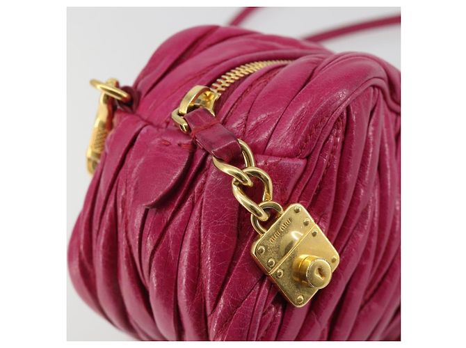 Borsa a Spalla Miu Miu Matelassé in Pelle Rosa Oro Auth 190334A D'oro - vista 15