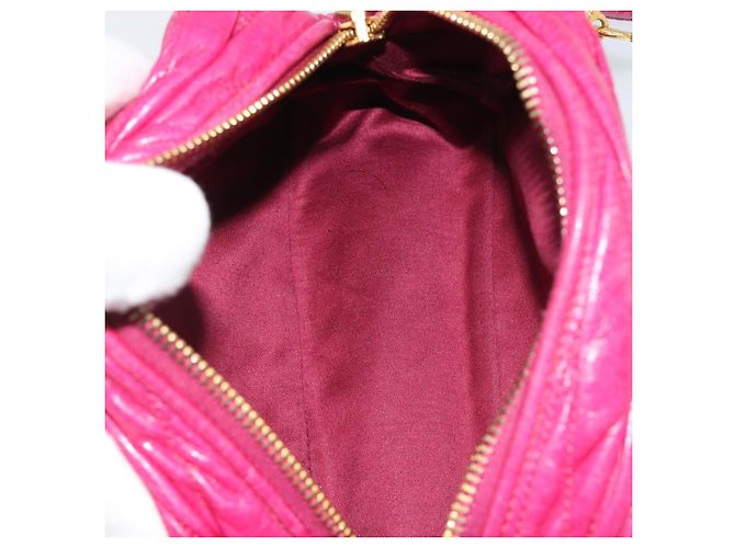 Borsa a Spalla Miu Miu Matelassé in Pelle Rosa Oro Auth 190334A D'oro - vista 17
