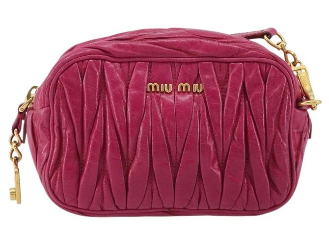 Borsa a Spalla Miu Miu Matelassé in Pelle Rosa Oro Auth 190334A D'oro - vista 2