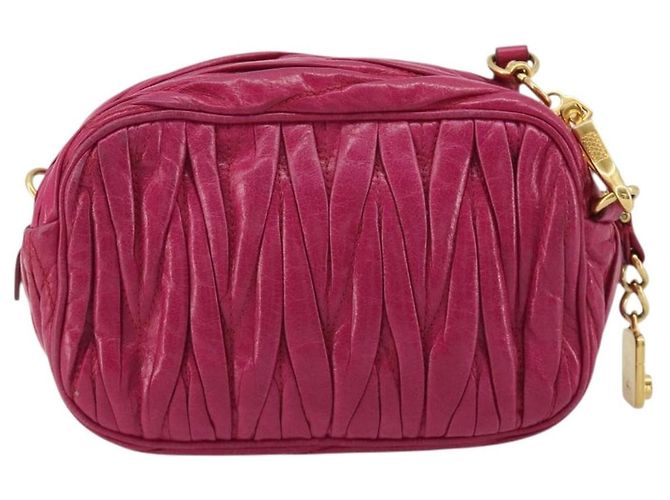 Borsa a Spalla Miu Miu Matelassé in Pelle Rosa Oro Auth 190334A D'oro - vista 3