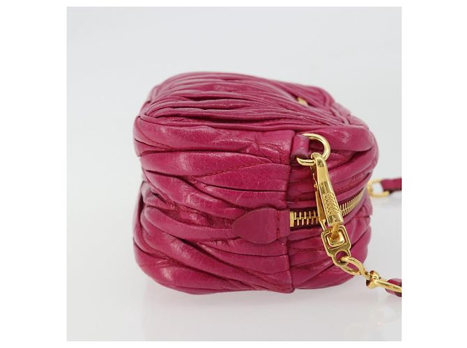 Borsa a Spalla Miu Miu Matelassé in Pelle Rosa Oro Auth 190334A D'oro - vista 4