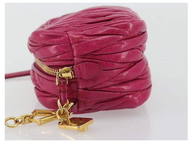 Borsa a Spalla Miu Miu Matelassé in Pelle Rosa Oro Auth 190334A D'oro - vista 5