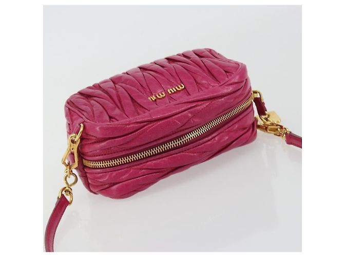 Borsa a Spalla Miu Miu Matelassé in Pelle Rosa Oro Auth 190334A D'oro - vista 6