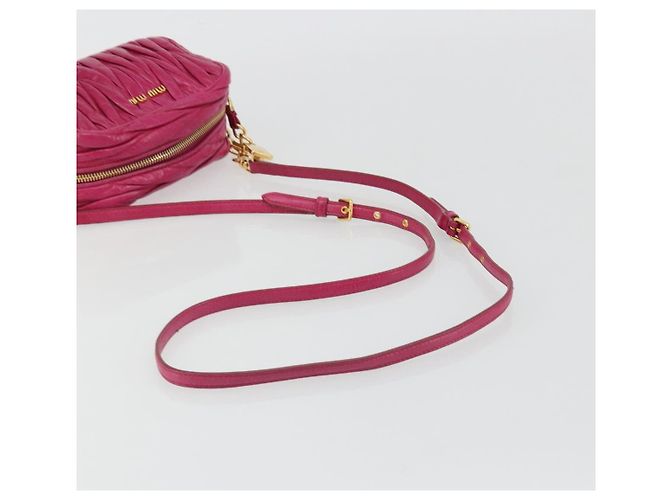 Borsa a Spalla Miu Miu Matelassé in Pelle Rosa Oro Auth 190334A D'oro - vista 7