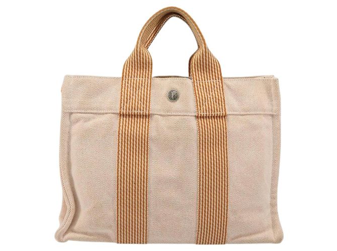 Hermès HERMES Fourre Tout PM Handtasche Canvas Orange Silber Authentisch 186705A - Ansicht 3