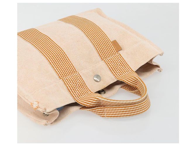 Hermès HERMES Fourre Tout PM Handtasche Canvas Orange Silber Authentisch 186705A - Ansicht 6