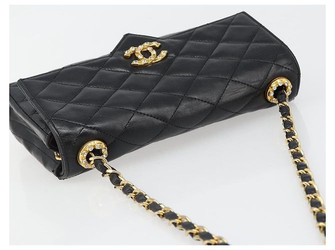 CHANEL Matelasse Bijoux Chain Shoulder Bag Pelle Nera Gold CC Auth hk3824 Nero D'oro - vista 6