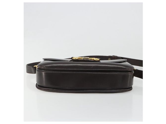 GUCCI Shoulder Bag Leather Brown Gold Auth ka4228 Golden - view 10