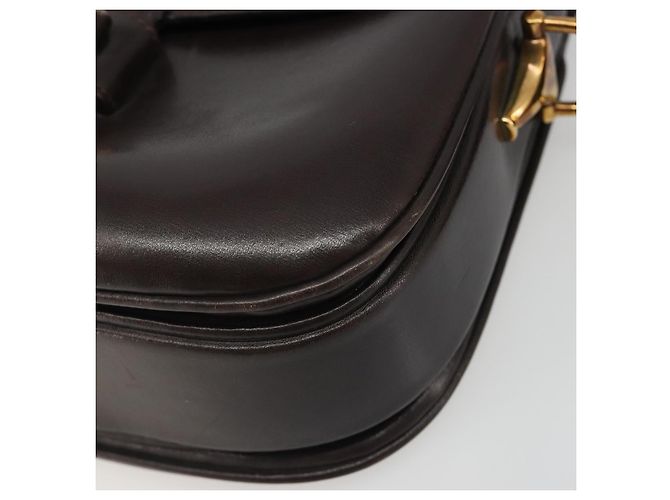 GUCCI Shoulder Bag Leather Brown Gold Auth ka4228 Golden - view 11
