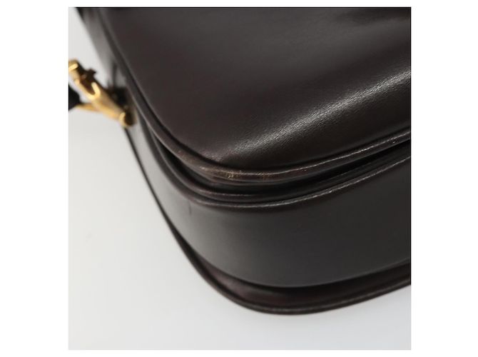 GUCCI Shoulder Bag Leather Brown Gold Auth ka4228 Golden - view 12