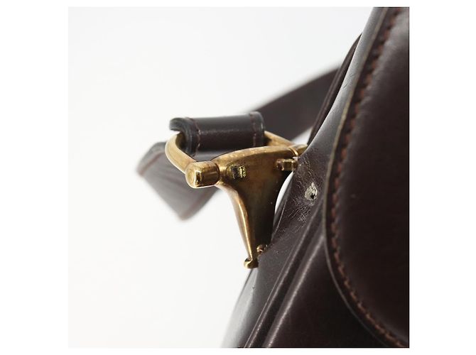 GUCCI Shoulder Bag Leather Brown Gold Auth ka4228 Golden - view 15