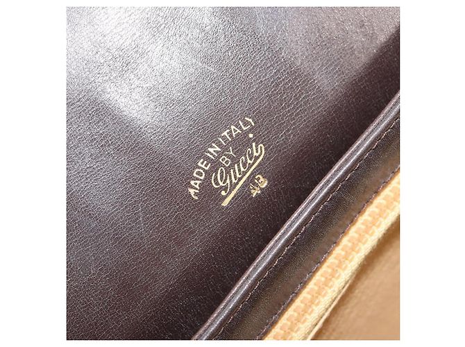 GUCCI Shoulder Bag Leather Brown Gold Auth ka4228 Golden - view 18