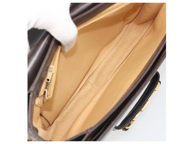 GUCCI Shoulder Bag Leather Brown Gold Auth ka4228 Golden - view 19