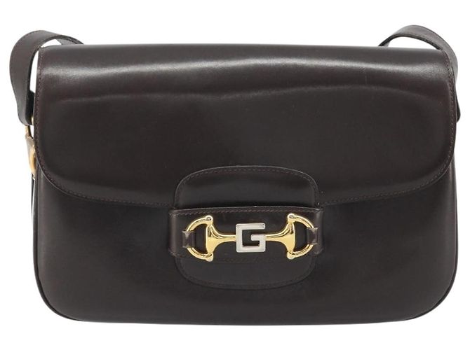 GUCCI Shoulder Bag Leather Brown Gold Auth ka4228 Golden - view 2