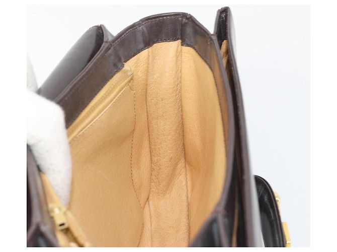 GUCCI Shoulder Bag Leather Brown Gold Auth ka4228 Golden - view 20