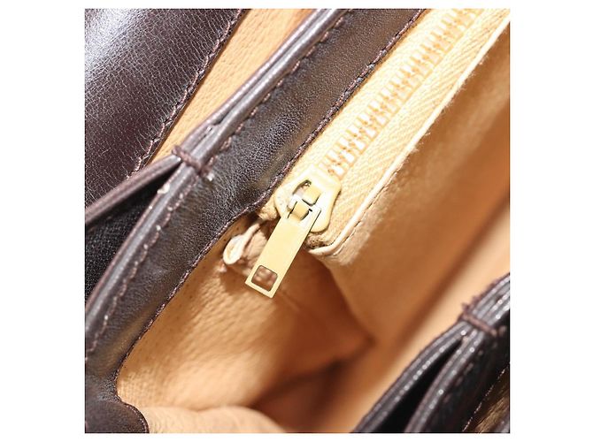 GUCCI Shoulder Bag Leather Brown Gold Auth ka4228 Golden - view 23