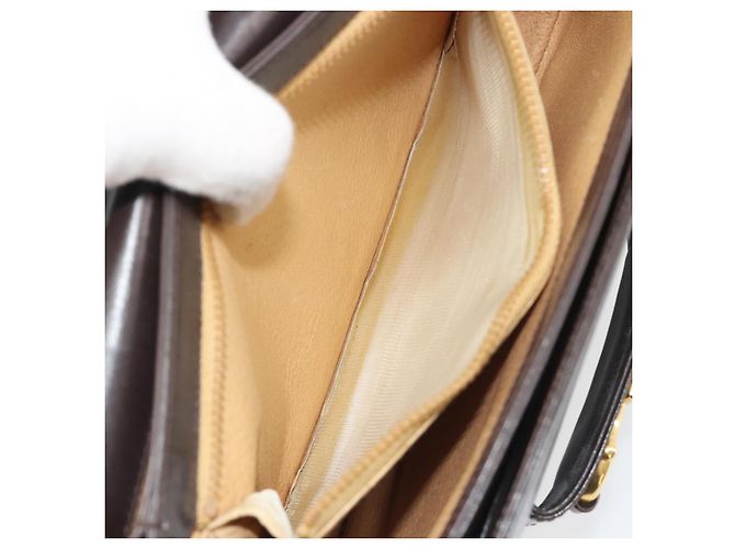 GUCCI Shoulder Bag Leather Brown Gold Auth ka4228 Golden - view 24