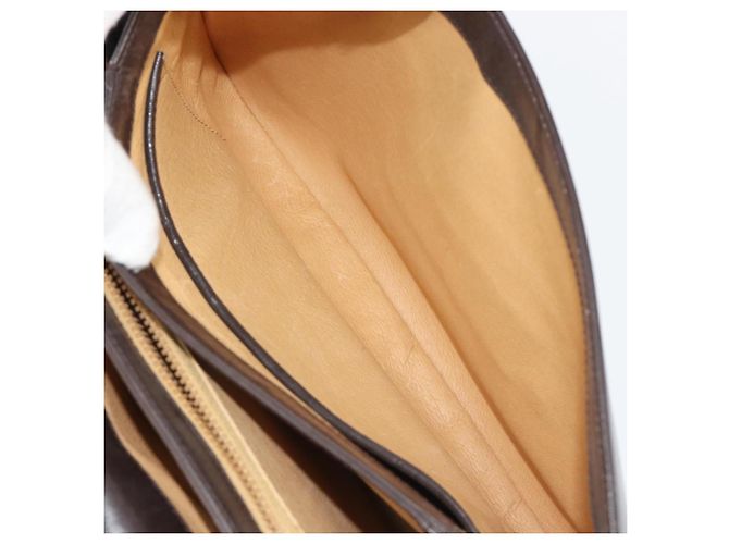GUCCI Shoulder Bag Leather Brown Gold Auth ka4228 Golden - view 25