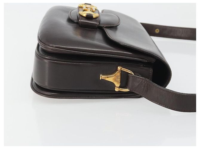 GUCCI Shoulder Bag Leather Brown Gold Auth ka4228 Golden - view 4
