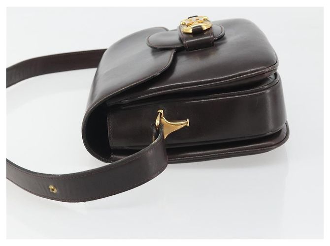 GUCCI Shoulder Bag Leather Brown Gold Auth ka4228 Golden - view 5
