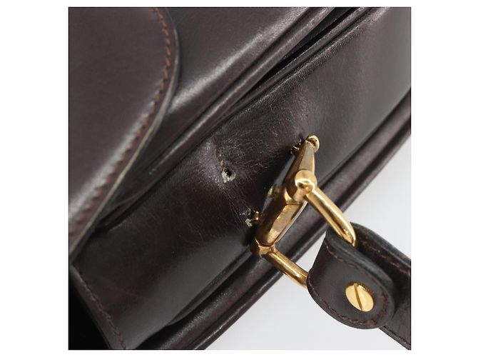 GUCCI Shoulder Bag Leather Brown Gold Auth ka4228 Golden - view 6