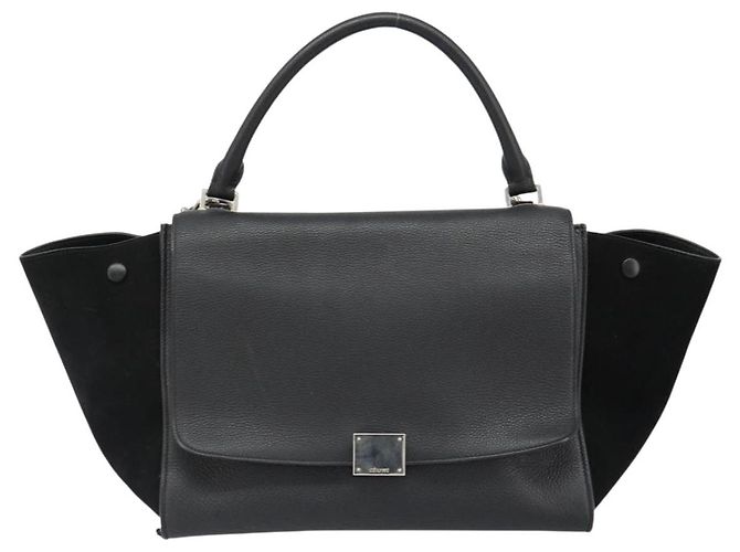 Céline CELINE Borsa Trapeze in pelle e scamosciato nero argento Autentica 186832V - vista 2