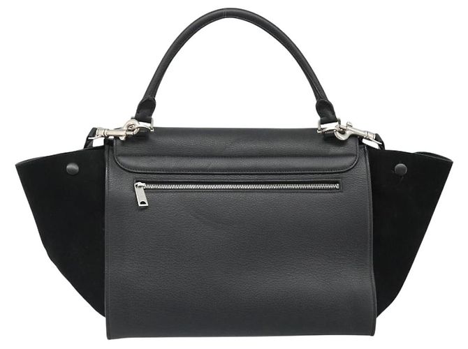 Céline CELINE Borsa Trapeze in pelle e scamosciato nero argento Autentica 186832V - vista 3