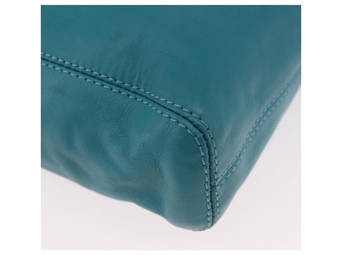 CHANEL Chain Tote Bag Schildpatt-Muster Lammleder Türkisblau CC Auth 187038A - Ansicht 10