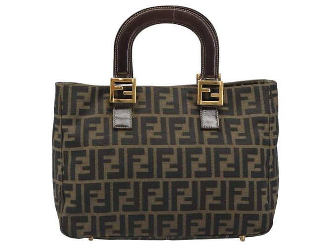 FENDI Zucca Canvas Handtasche Braun Schwarz Authentisch ka2934 - Ansicht 2