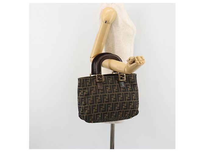 FENDI Zucca Canvas Handtasche Braun Schwarz Authentisch ka2934 - Ansicht 25