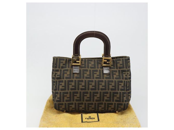 FENDI Zucca Canvas Handtasche Braun Schwarz Authentisch ka2934 - Ansicht 26