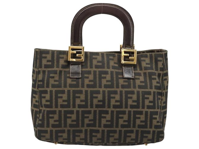 FENDI Zucca Canvas Handtasche Braun Schwarz Authentisch ka2934 - Ansicht 3