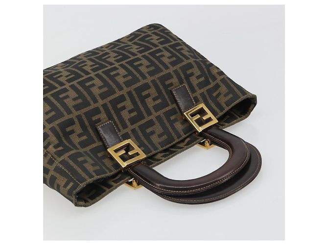 FENDI Zucca Canvas Handtasche Braun Schwarz Authentisch ka2934 - Ansicht 6